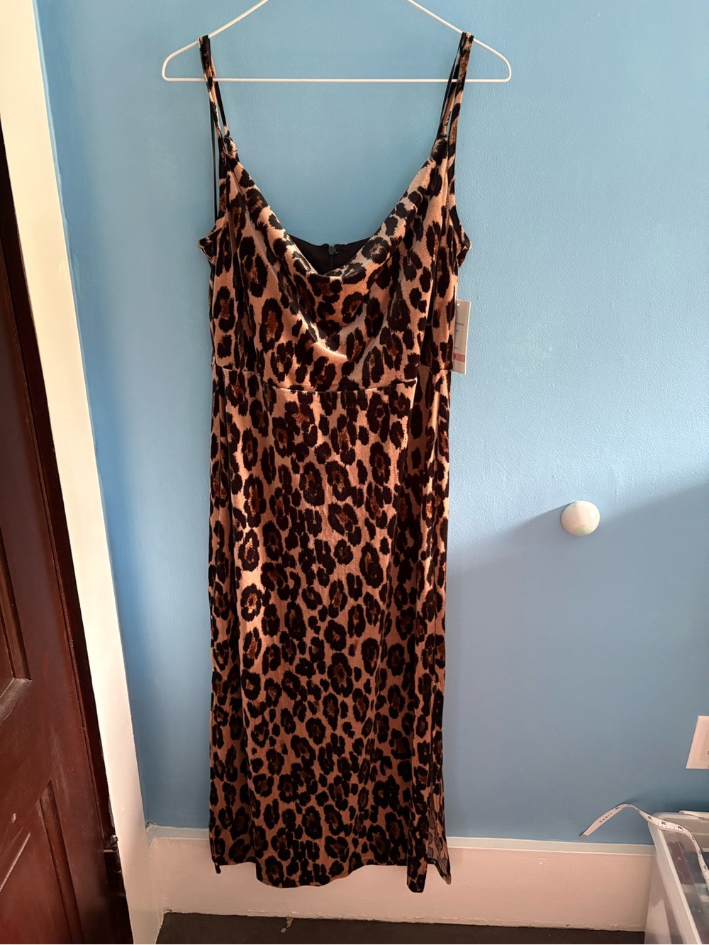 Taylor Leopard Print Slip Midi Dress — Brown and Black